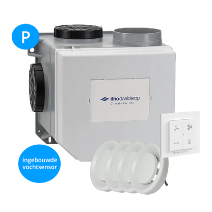 Itho Daalderop CVE-S ECO fan SP Alles-in-1 pakket 325 m3/h + vochtsensor + RFT Auto + 4 ventielen - Perilex stekker