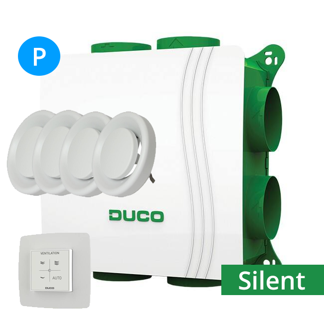 Ducobox Alles-in-een pakket Silent 400 m3/h + RF bediening + 4 ventielen - perilex